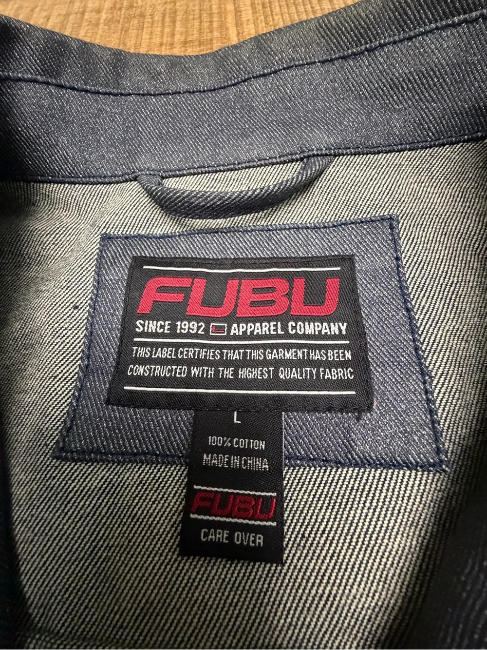 Like New Vintage FUBU Men's Dark Indigo Denim Zip Front Jacket